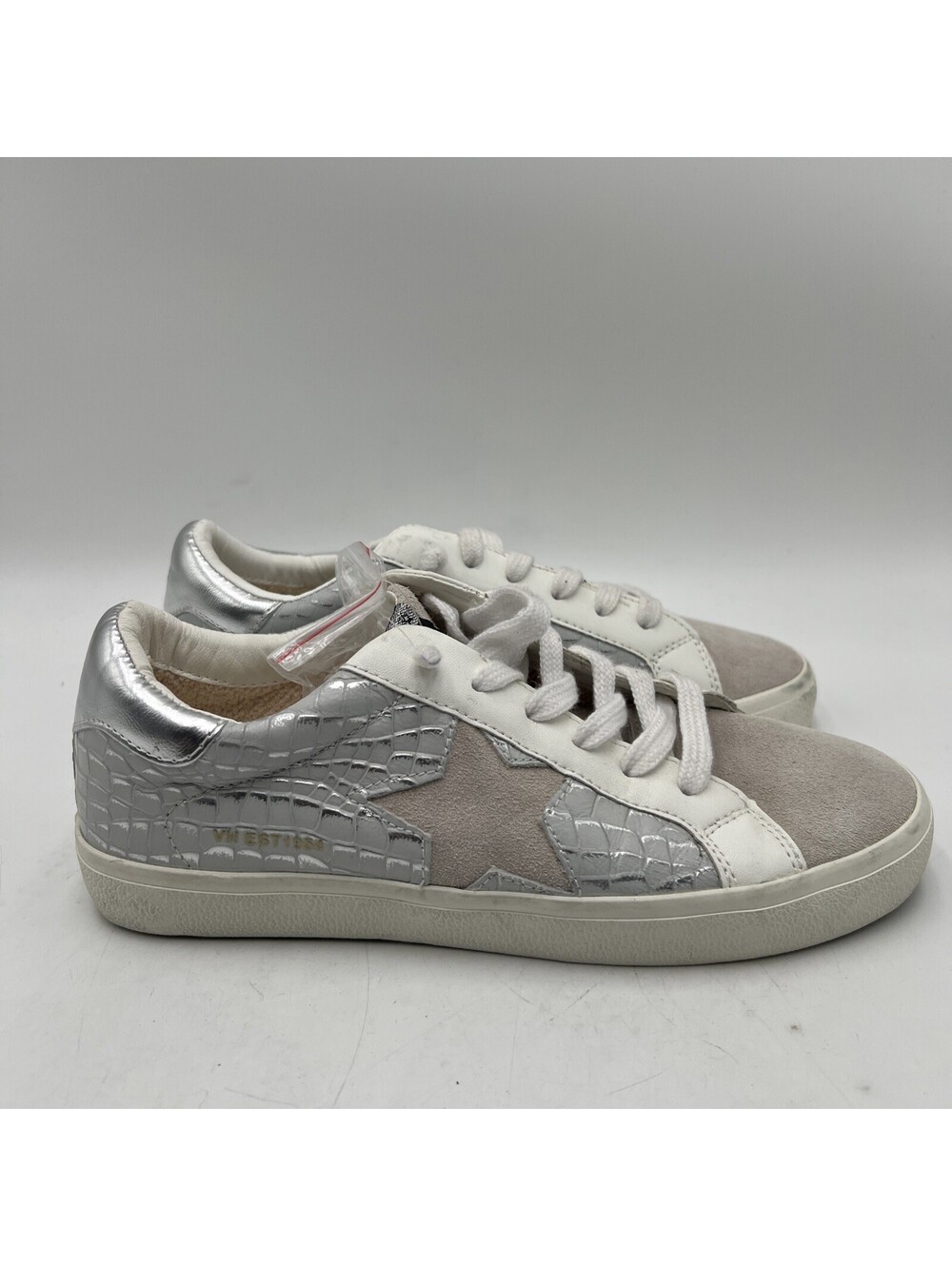 Vintage Havana Edge silver croc-embossed leather suede star sneakers Size 8.5